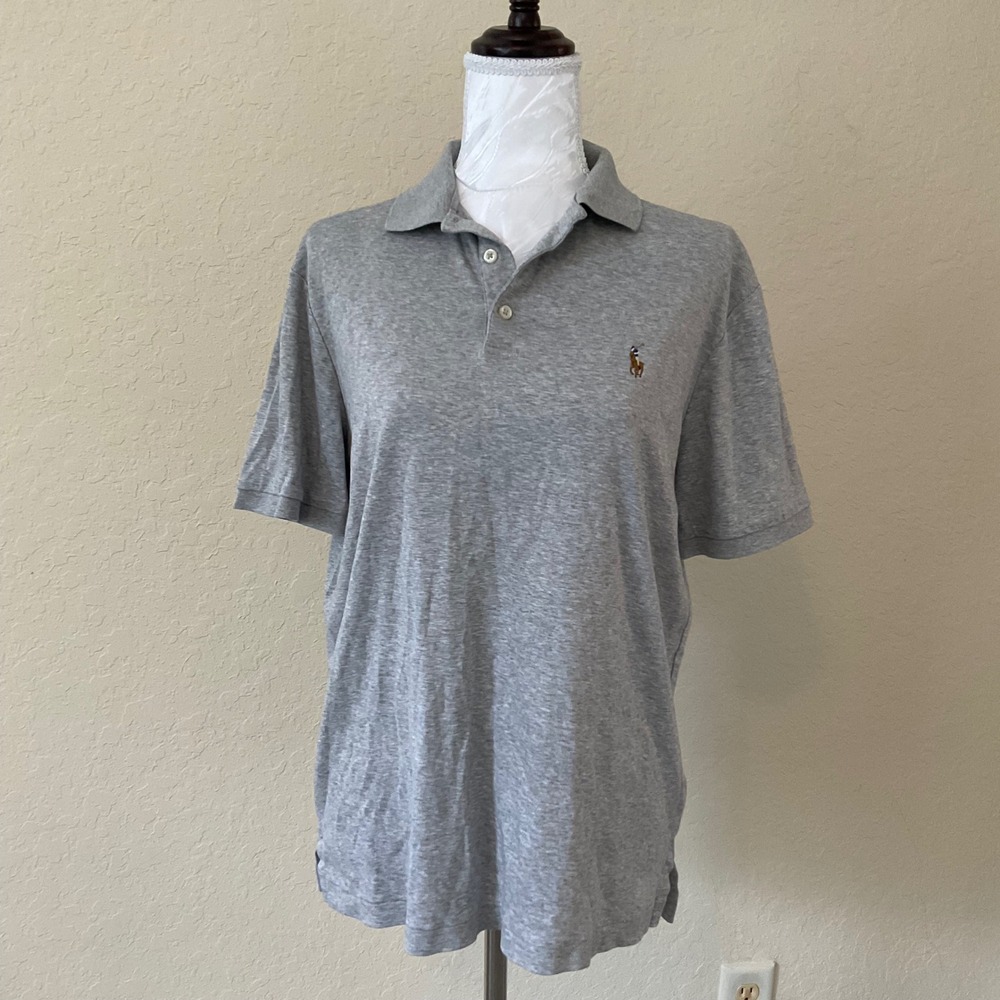 Polo Ralph Lauren Mens Classic Fit Grey Short Sleeve Polo Shirt Pony Logo Medium